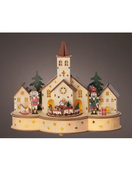 Escenario de Pueblo con LED 14x30x24.5 cm Decoración Navideña Tradicional