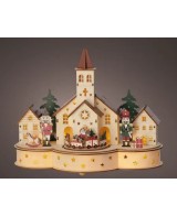 Escenario de Pueblo con LED 14x30x24.5 cm Decoración Navideña Tradicional