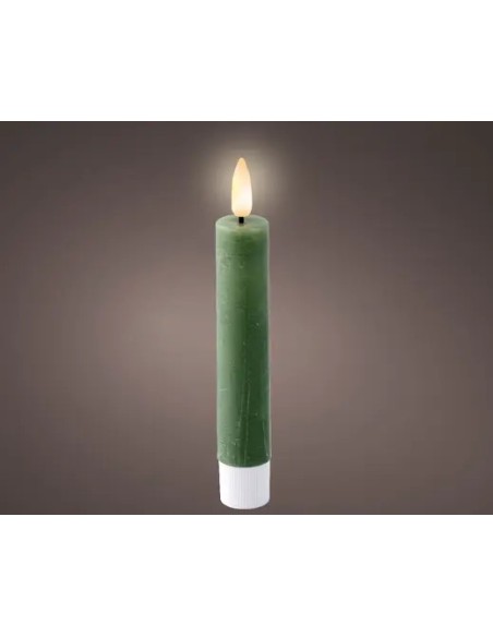 Vela LED Verde 2.2x14.5 cm con Luz Realista | Decoración Segura y Elegante