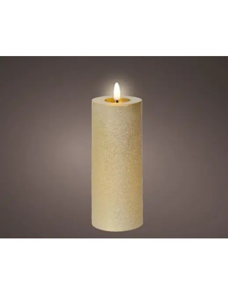 Vela LED Oro 7x19 cm Efecto Llama Realista Decoración Interior