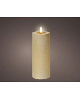 Vela LED Oro 7x19 cm Efecto Llama Realista Decoración Interior