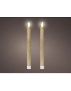 Vela LED Oro 2.2x24.5 cm Efecto Llama Realista | Decoración Segura y Elegante