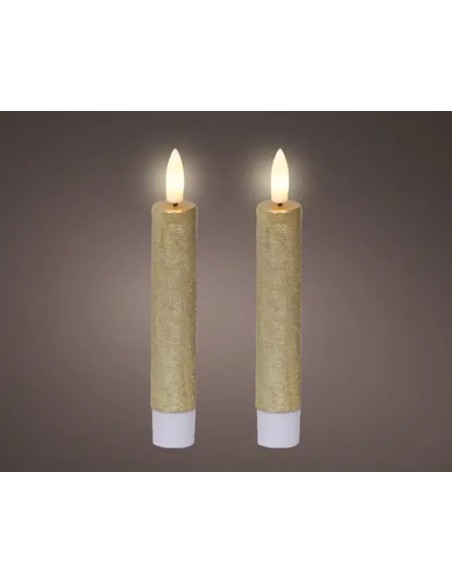 Vela LED Oro 2.2x14.5 cm Efecto Llama Realista Decoración Interior