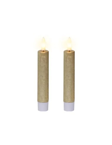 Vela LED Oro 2.2x14.5 cm Efecto Llama Realista Decoración Interior