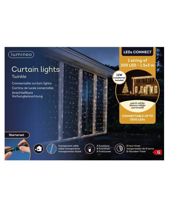 Cortina MicroLED 300CM Exterior | Iluminación Decorativa para Terrazas, Jardines y Fachadas