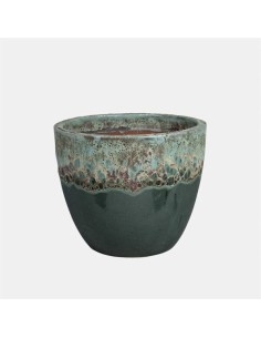 Maceta Campana Antic Glazed Mixta Verde 46x41cm  Elegancia y Durabilidad