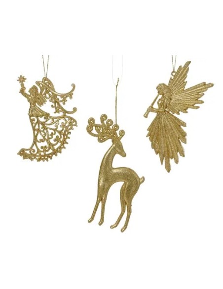 Figura Colgante Dorada 16.5x10x1 cm  Decoración Elegante y Versátil | Endanea Garden