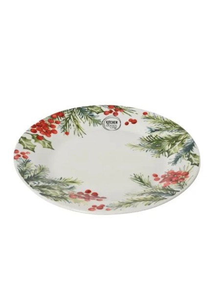 Plato Porcelana Redondo 27.2 cm Hojas y Bayas  Elegancia Natural | Endanea Garden