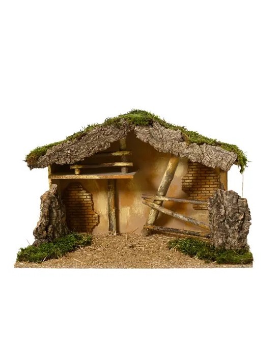 Pesebre de Madera Natural 58x28x35 cm  Decoración Navideña | Endanea Garden