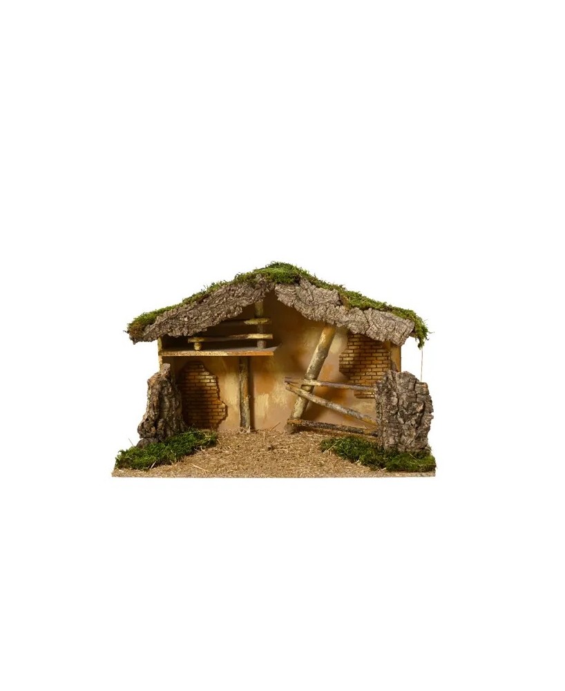 Pesebre de Madera Natural 58x28x35 cm  Decoración Navideña | Endanea Garden