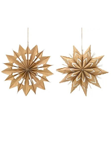 Estrella de Papel Madera Laminada Natural 30 cm - Decoración Rústica y Versátil