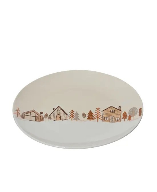Plato de Porcelana con Casas | Estilo Nórdico Decorativo - Endanea Garden
