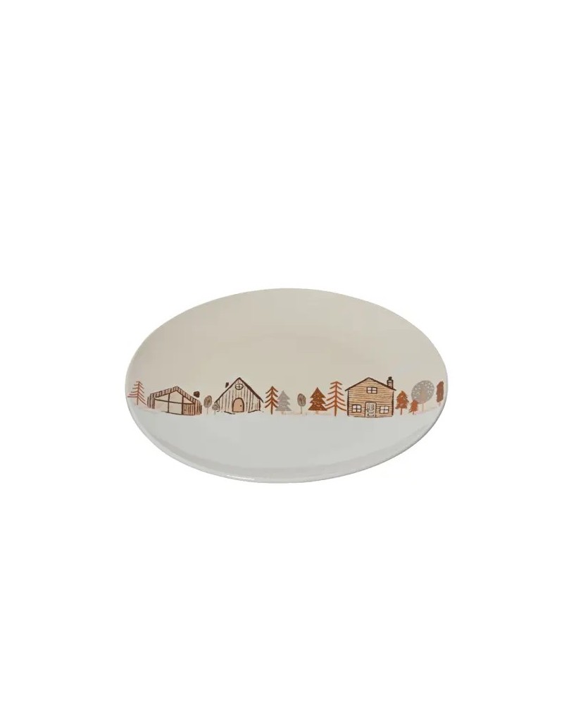 Plato de Porcelana con Casas | Estilo Nórdico Decorativo - Endanea Garden

