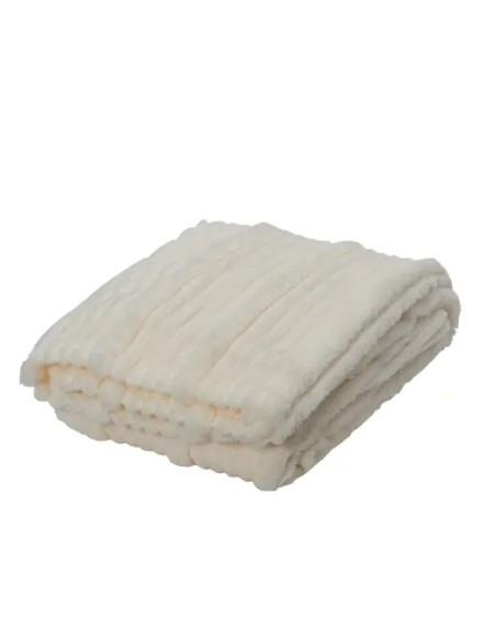 Manta de Poliéster Blanca con Rayas 170x130 cm | Suave y Decorativa - Endanea Garden