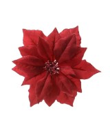 Poinsettia Roja con Clip Ø24xH27 cm | Flor Decorativa Navideña - Endanea Garden
