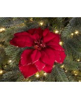 Poinsettia Roja con Clip Ø24xH27 cm | Flor Decorativa Navideña - Endanea Garden