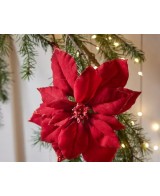 Poinsettia Roja con Clip Ø24xH27 cm | Flor Decorativa Navideña - Endanea Garden