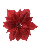 Poinsettia Roja con Clip Ø24xH27 cm | Flor Decorativa Navideña - Endanea Garden