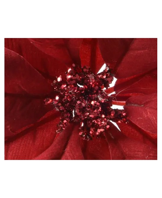 Poinsettia Roja con Clip Ø24xH27 cm | Flor Decorativa Navideña - Endanea Garden