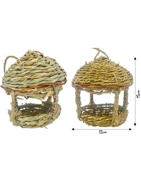 Comedero Nidos Mimbre 15x12 cm - Accesorios Naturales para Aves