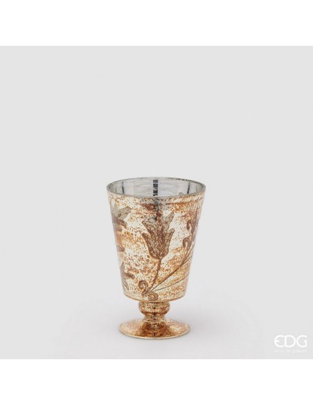 Jarrón Copa de Hojas Oro 17 cm Decoración Elegante y Sofisticada
