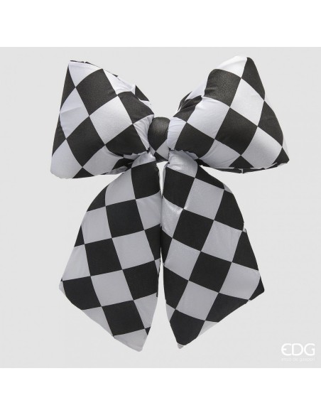Lazo de Terciopelo Blanco y Negro H63xL60xC5  Decoración Elegante y Versátil