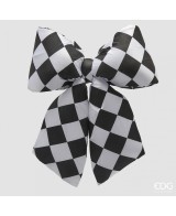 Lazo de Terciopelo Blanco y Negro H63xL60xC5  Decoración Elegante y Versátil