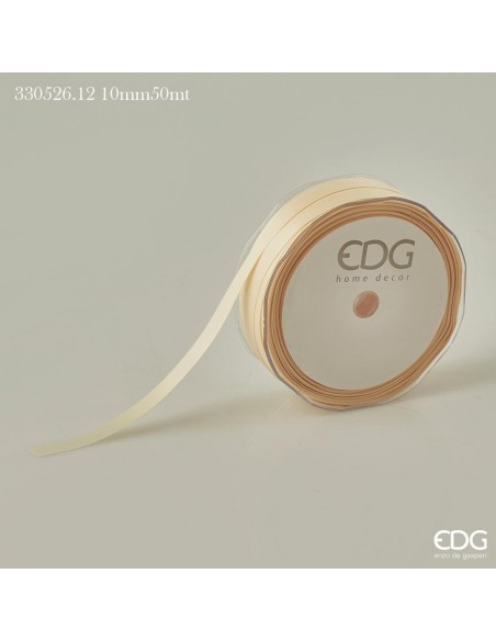 Cinta de Envoltorio Nastro Doppio Raso Ivory 10 mm 50 metros para regalos y decoración