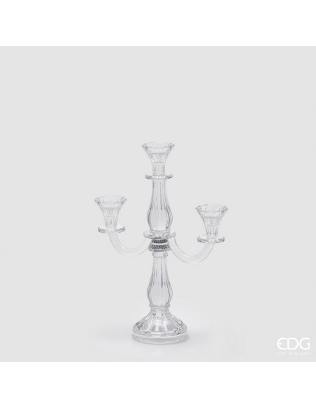 Portavelas de Cristal Natural 35x25x11 cm Capacidad 4 cm Decoración Elegante