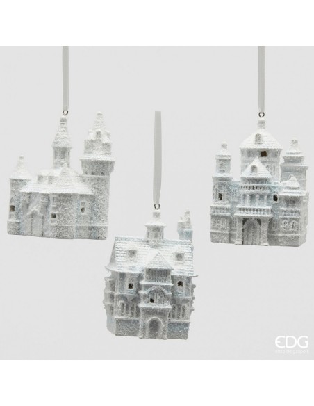 Castillo Colgante Miniled Blanco 10.5 cm Adorno Luminoso Decoración Navideña