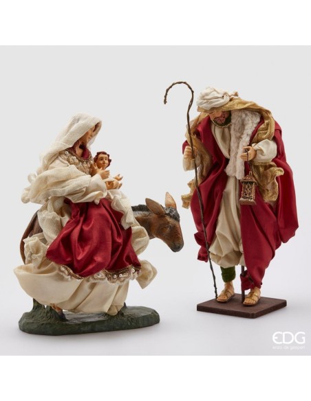 Figura navideña con mulo H36 en color borgoña | Decoración de Navidad