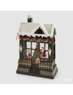 Casita con Música Movimiento y Luz H26 L18 L8 Verde Rojo Decoración Navideña