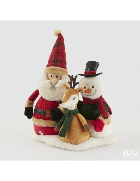 Musical Santa Reno y Muñeco de Nieve H36 Decoración Navideña con Música