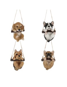 Cachorro Colgando 11x10x15,4 cm Figura Decorativa Realista para Hogar y Jardín