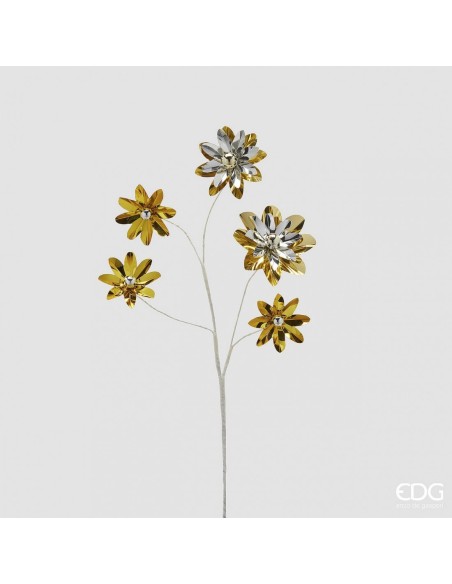 Gerbera Metal Ramo Artificial Plata y Oro H56 cm | Endanea Garden