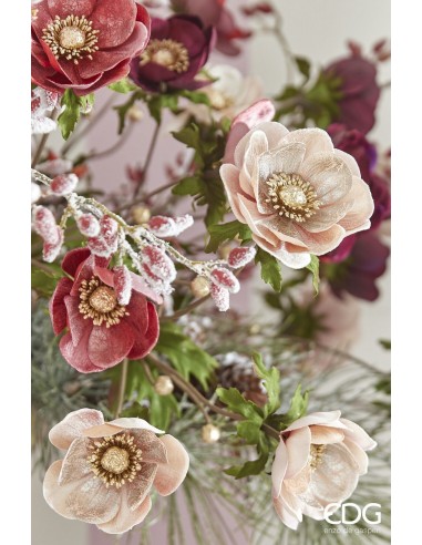 Anémona de Terciopelo Artificial Rosa Mix H80 cm | Endanea Garden