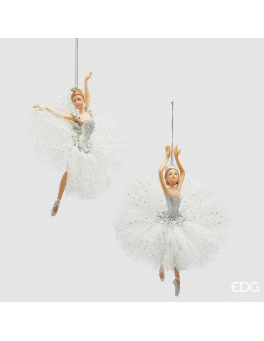 Adorno Colgante Bailarina H18 Blanco Decoración Navideña Elegante