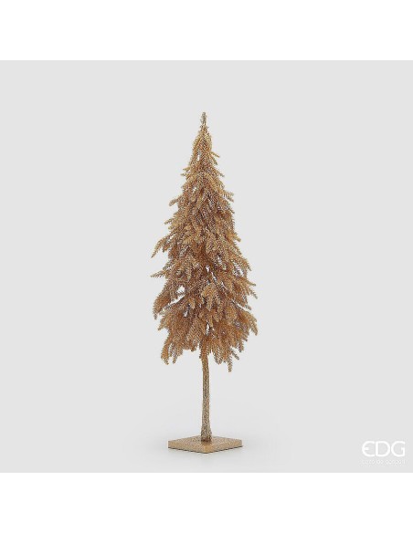 Pino Brillante Artificial con Base H76 Oro Decoración Navideña Elegante