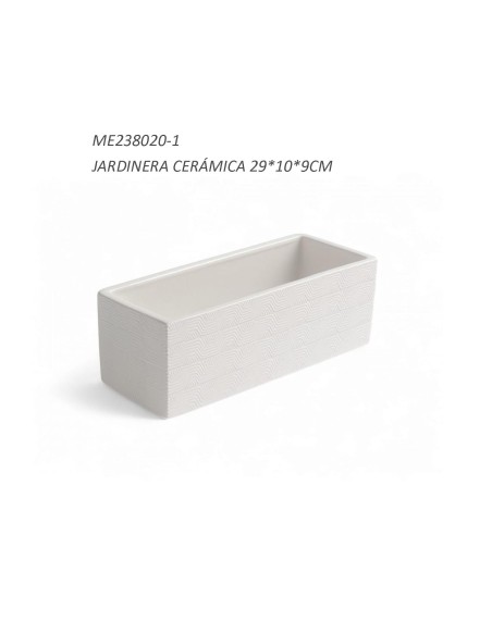 Jardinera Cerámica 29x10x9cm Ideal para Plantas Pequeñas y Suculentas