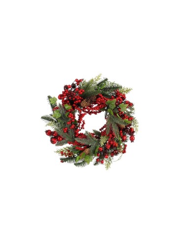 Corona Norah Roja H13xD50 cm - Decoración Navideña Elegante | Endanea Garden