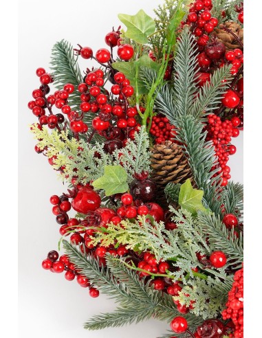 Corona Norah Roja H13xD50 cm - Decoración Navideña Elegante | Endanea Garden