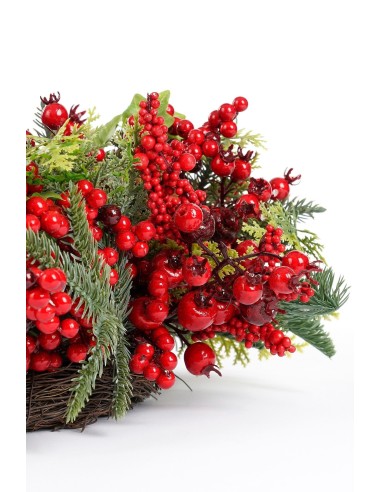 Corona Norah Roja H13xD50 cm - Decoración Navideña Elegante | Endanea Garden