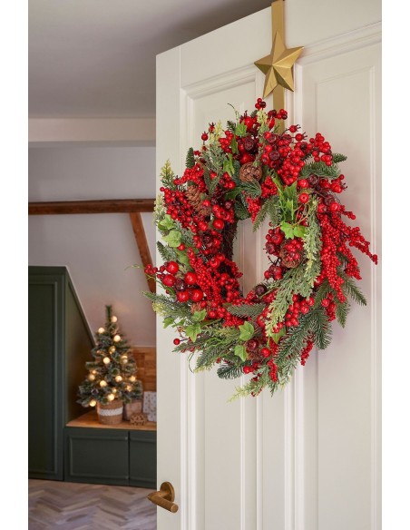 Corona Norah Roja H13xD50 cm - Decoración Navideña Elegante | Endanea Garden