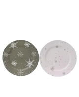 Plato Redondo con Copos de Nieve 33 cm Decoración Navideña Invierno