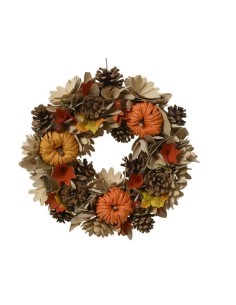 Corona de Abedul y Bayas Natural 33 cm Decoración Rústica Navideña