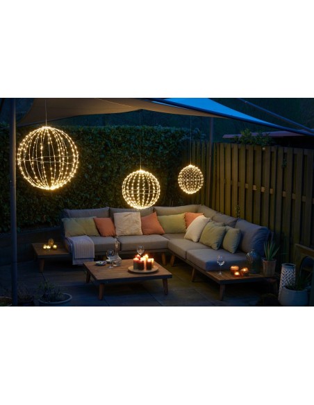 Bola de luces 260LED 40 cm blanca con temporizador para decoración interior y exterior