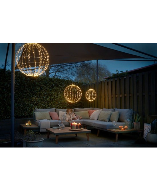 Bola de luces 260LED 40 cm blanca con temporizador para decoración interior y exterior