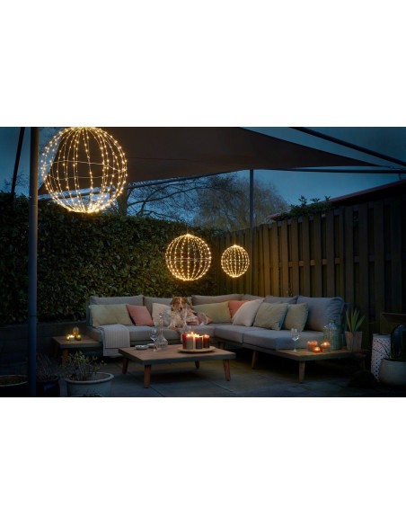 Bola de luces 260LED 40 cm blanca con temporizador para decoración interior y exterior