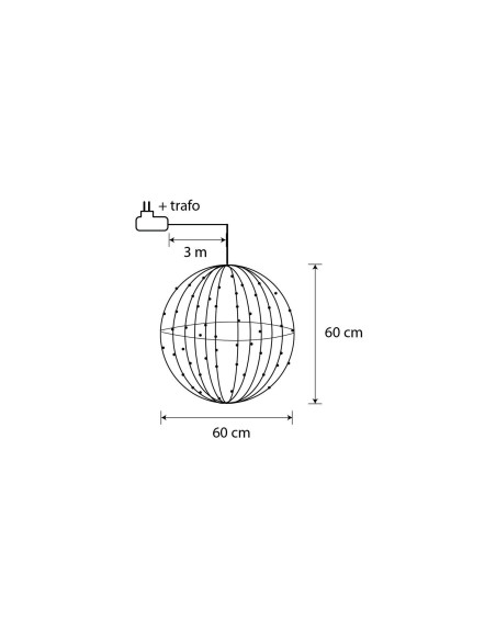 Bola de luces 400LED 60 cm blanca con temporizador para decoración interior y exterior
