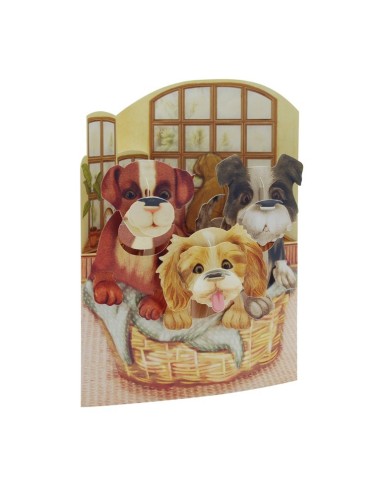 Postal tierna de cachorros en canasta | Detalle adorable para regalar  Endanea Garden